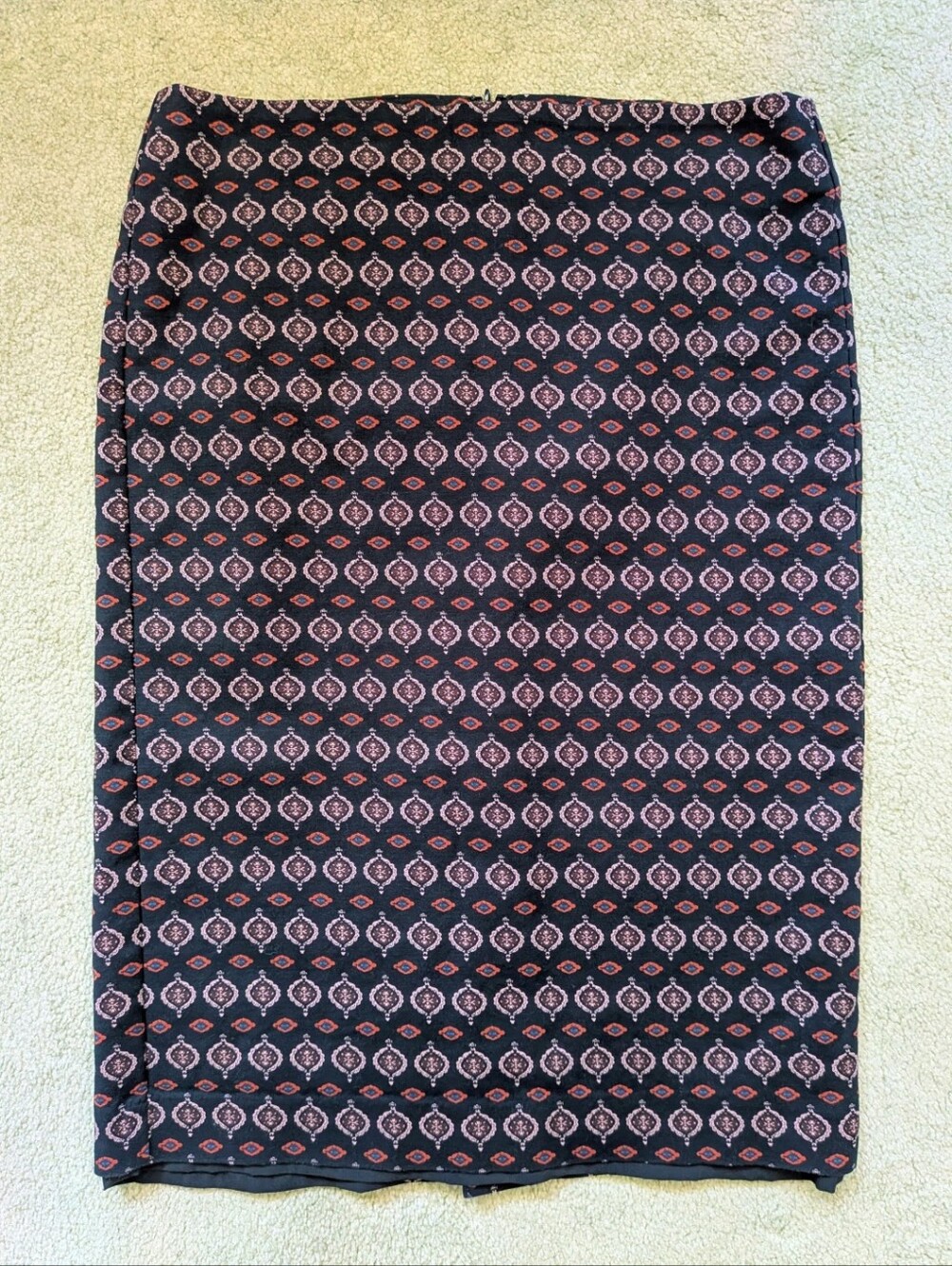 Lord And Taylor Black Patterned Pencil Skirt
